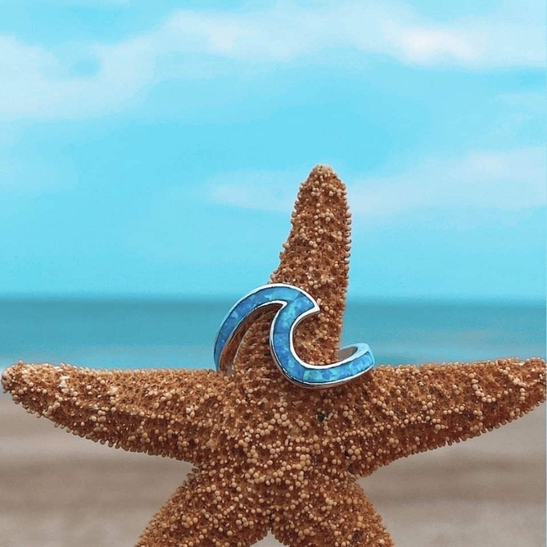 Sea Wave Ring in Opal and Silver - emmy-rae-jewels.com