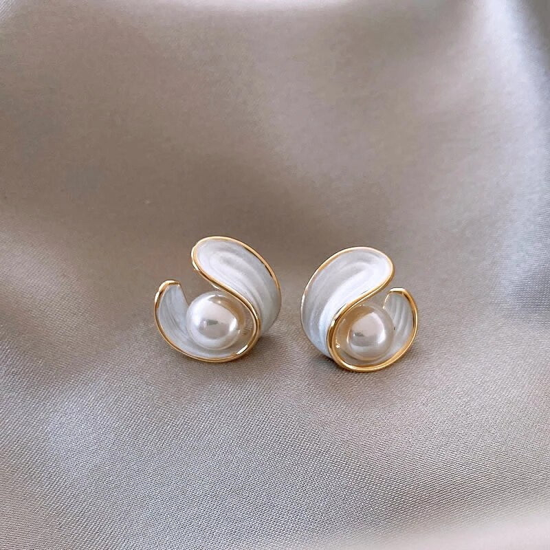 Luxury White Opal Earrings with Pearls in Gold - emmy-rae-jewels.com