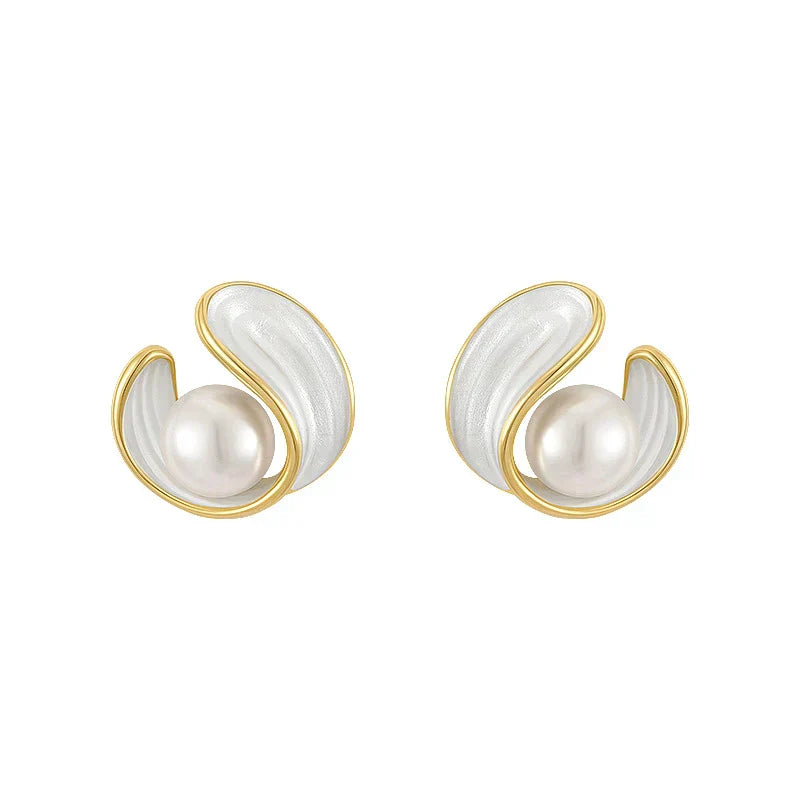 Luxury White Opal Earrings with Pearls in Gold - emmy-rae-jewels.com