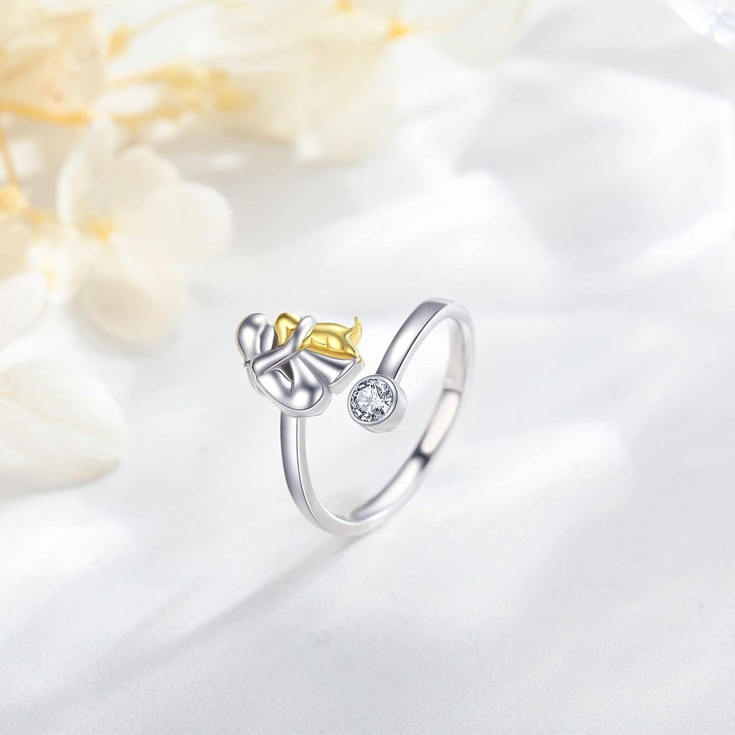 925 Sterling Silver Dog Ring wit Zirconia – Adjustable & Handmade - emmy-rae-jewels.com
