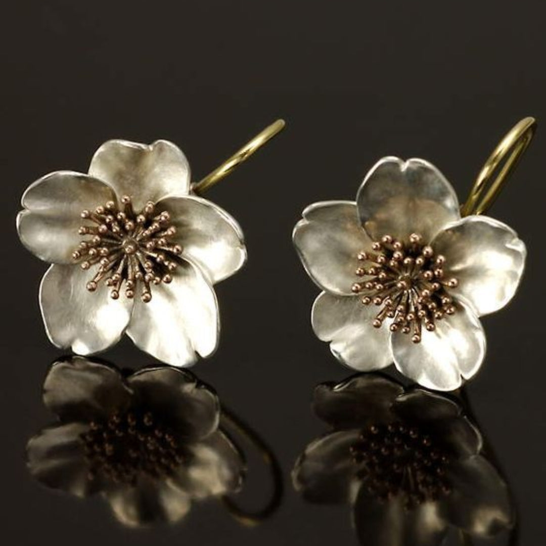 Vintage Silver & Gold Blossom Earrings - emmy-rae-jewels.com