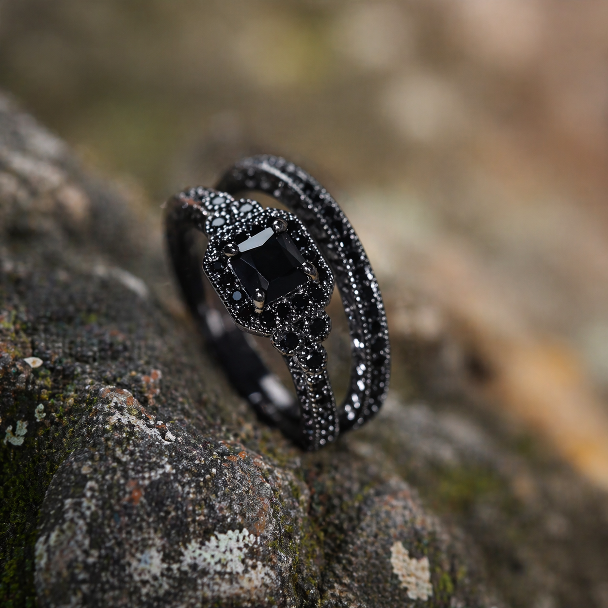 Retro Black Ring Duo