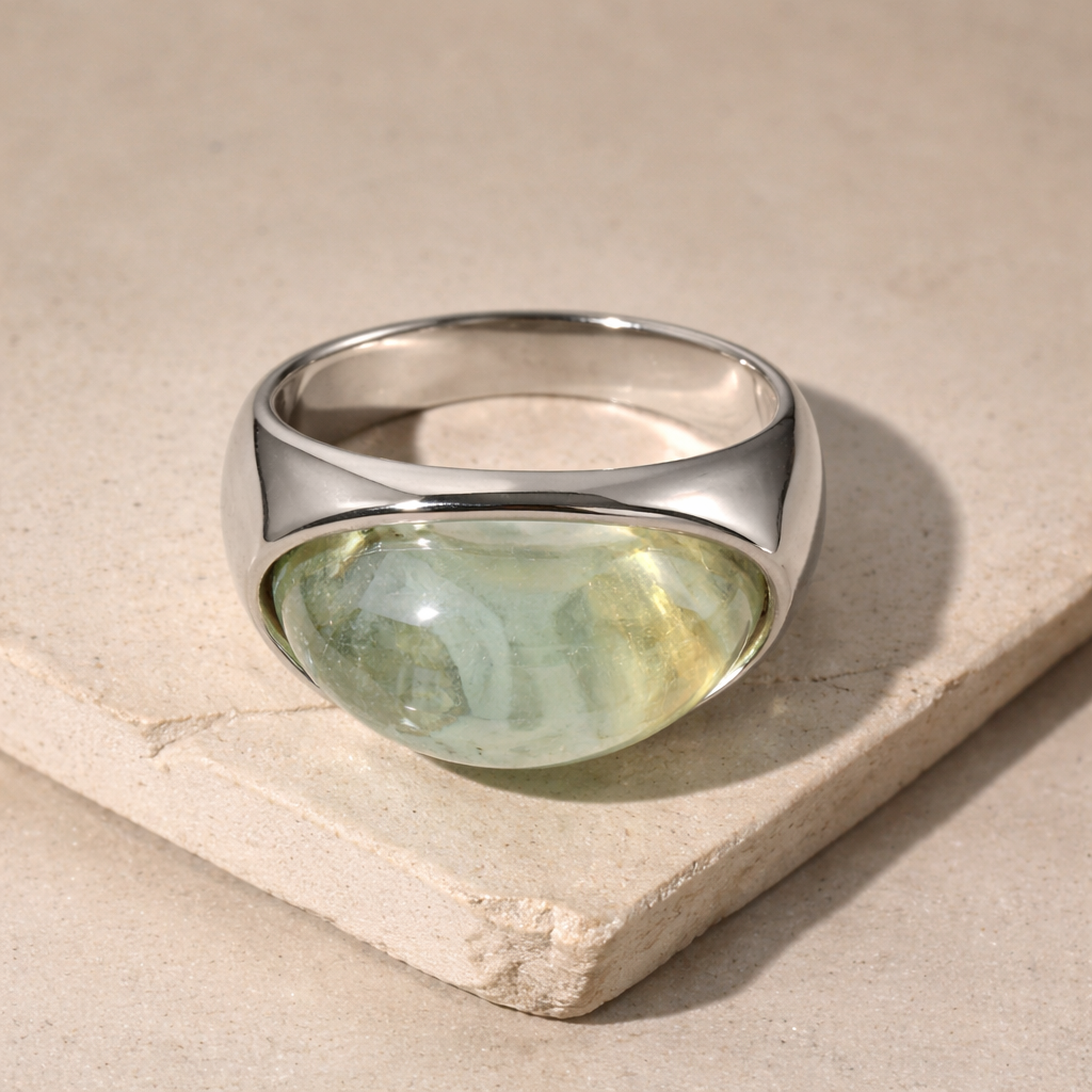 Chunky Half Gemstone Dome Rings