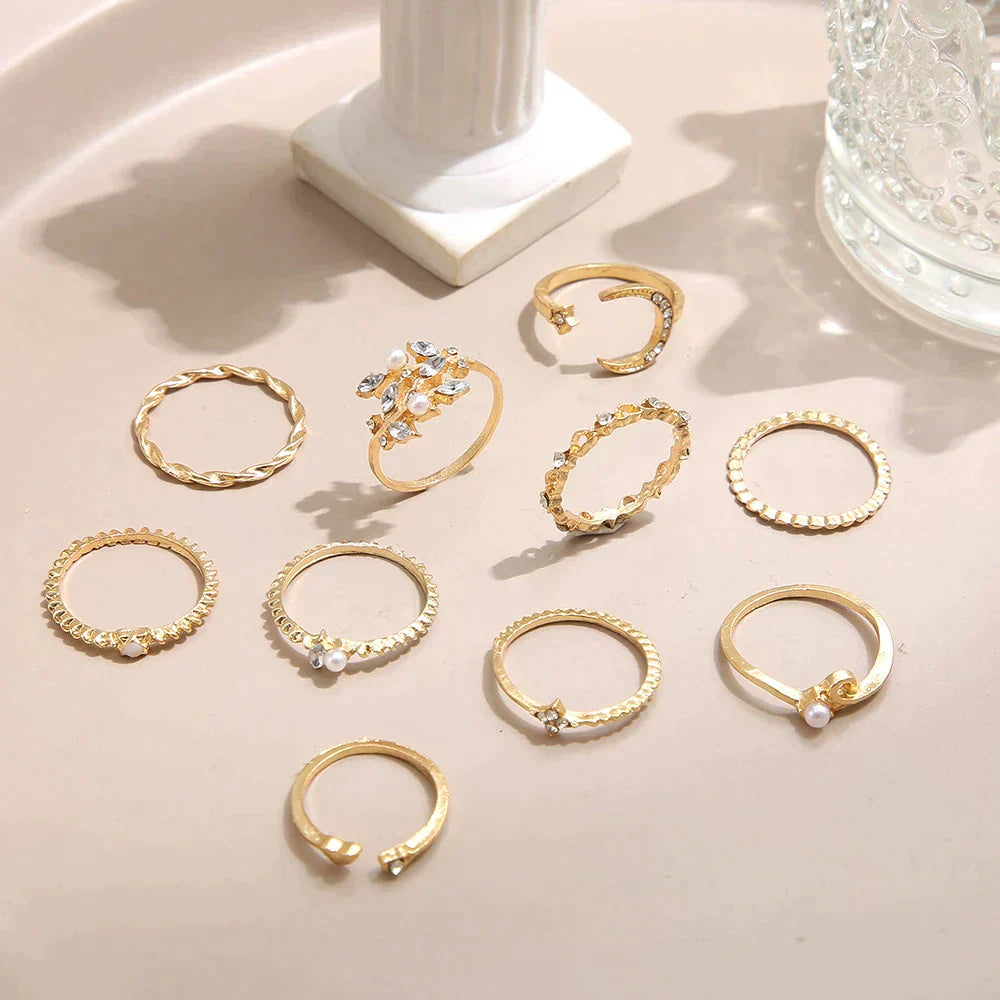 10 Pack of Bohemian Silver and Gold Plated Rings - emmy-rae-jewels.com