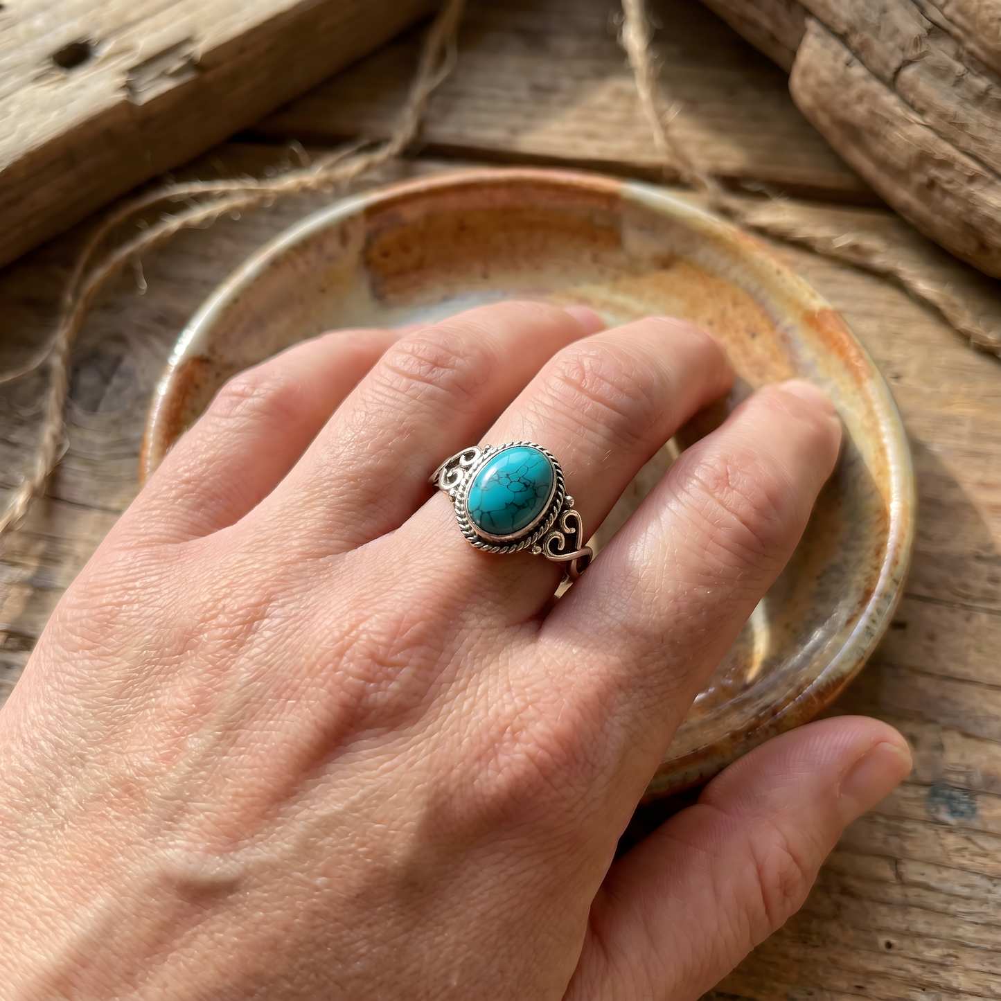 Timeless Silver Oval Turquoise Ring