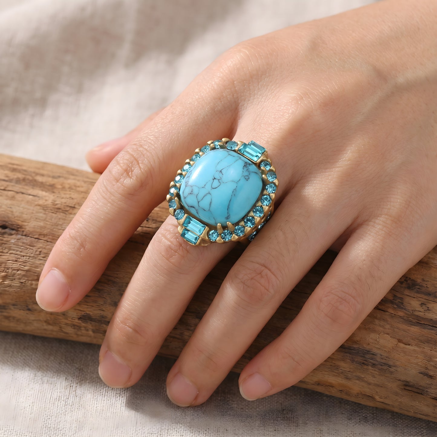 Vintage Art Deco Turquoise Gold Ring