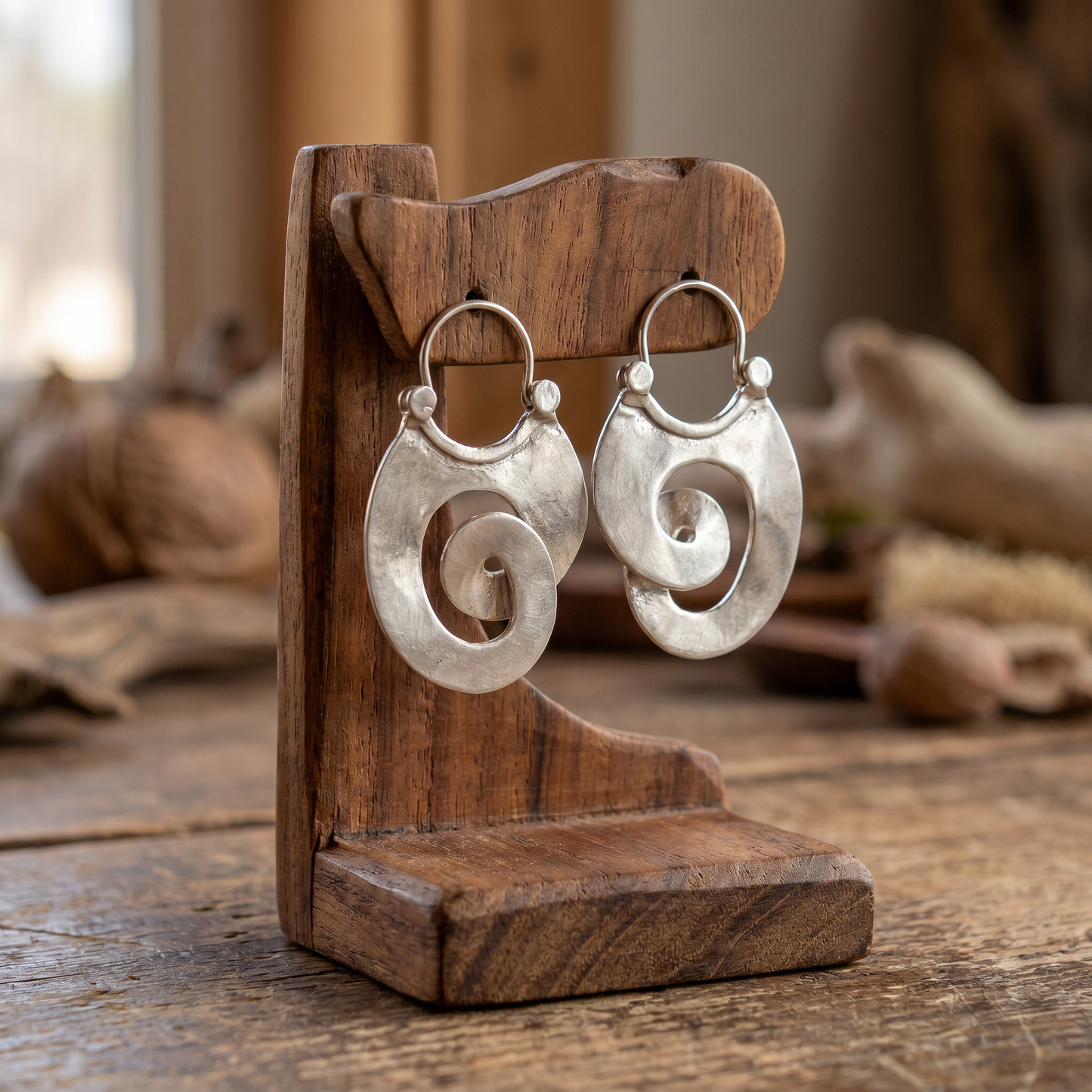 Vintage Irregular Silver Earrings