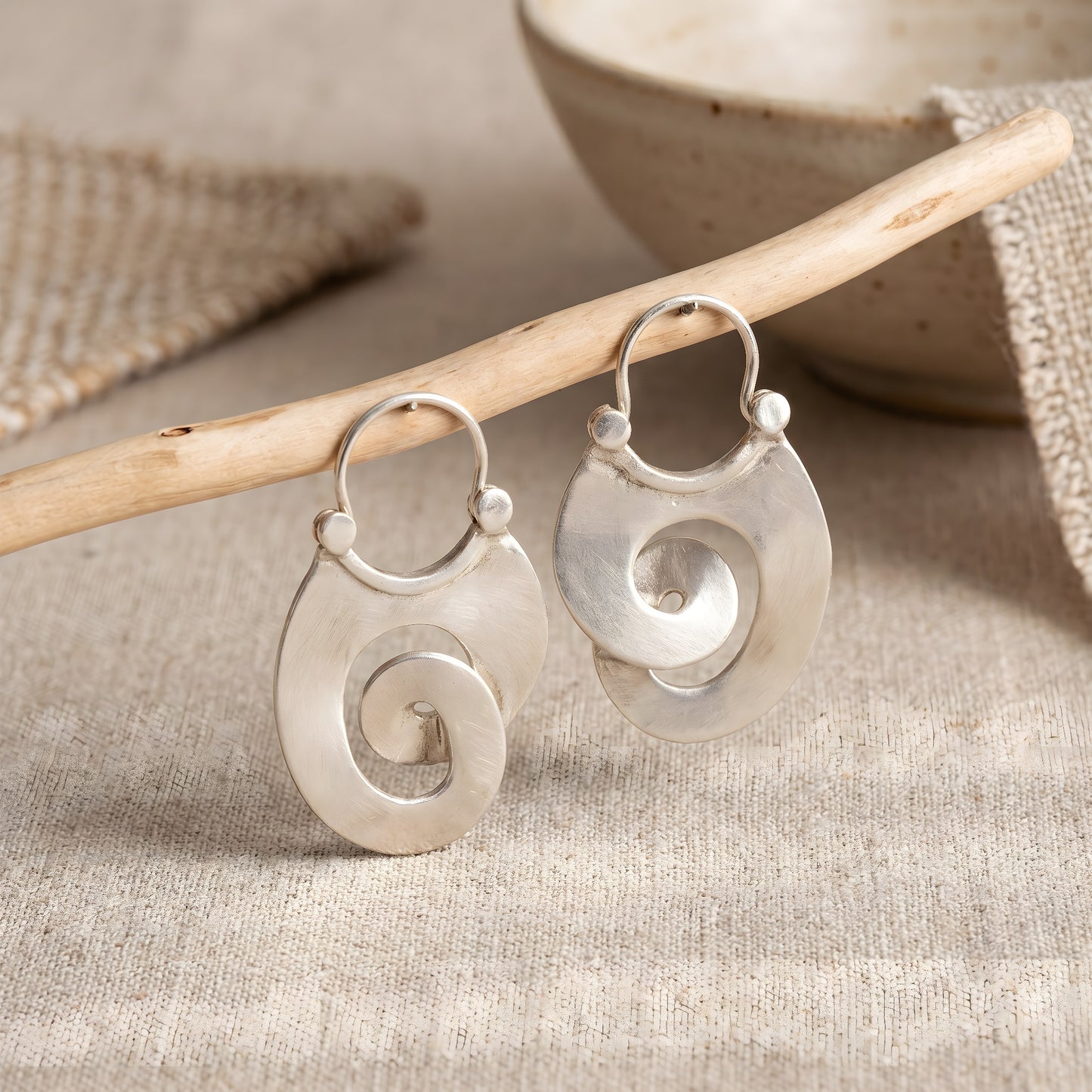 Vintage Silver Spiral Earrings