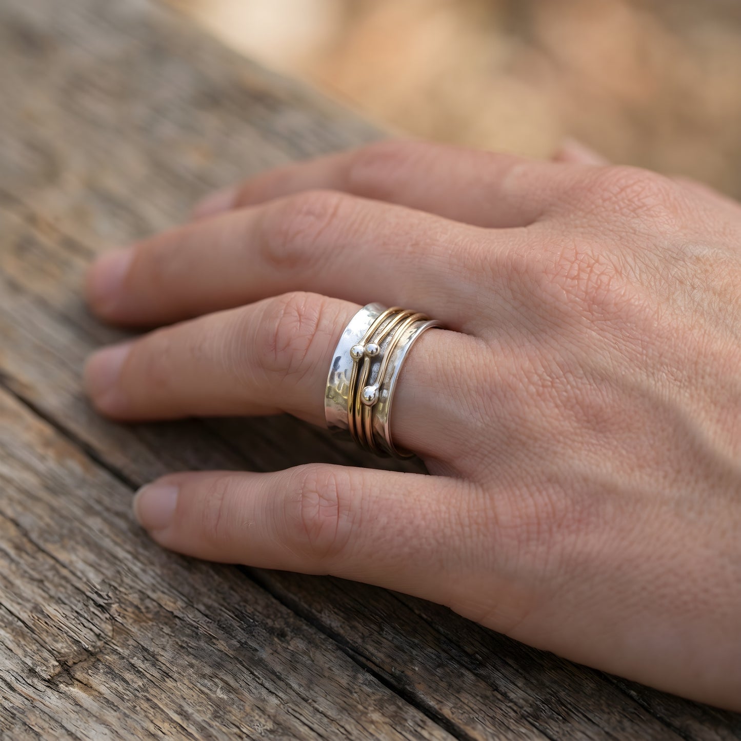 Shine - Vintage Gold Layered Silver Ring