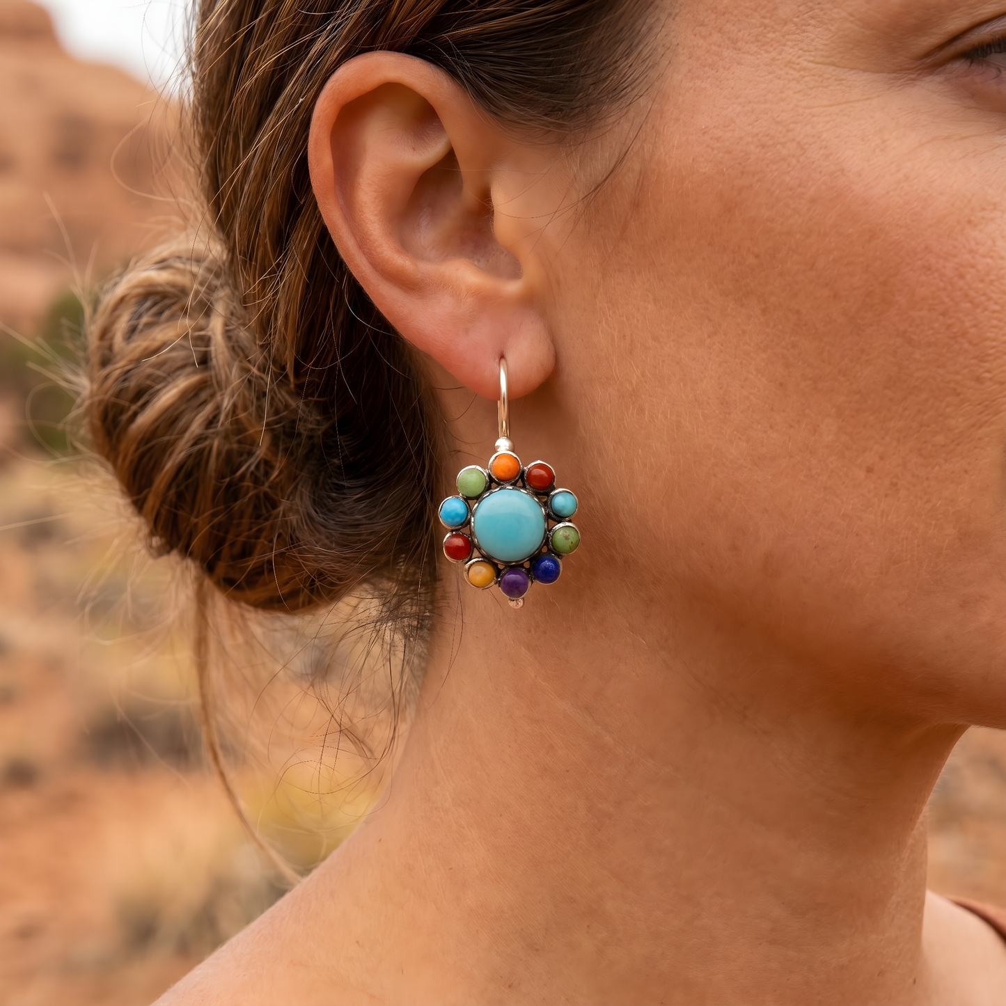 Iris - Vintage Turquoise Hoop Earrings