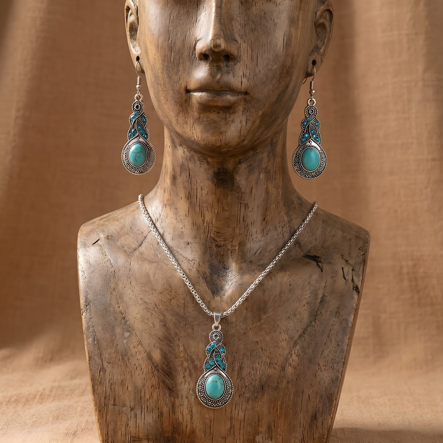 Vintage Turquoise Stones Jewellery Set
