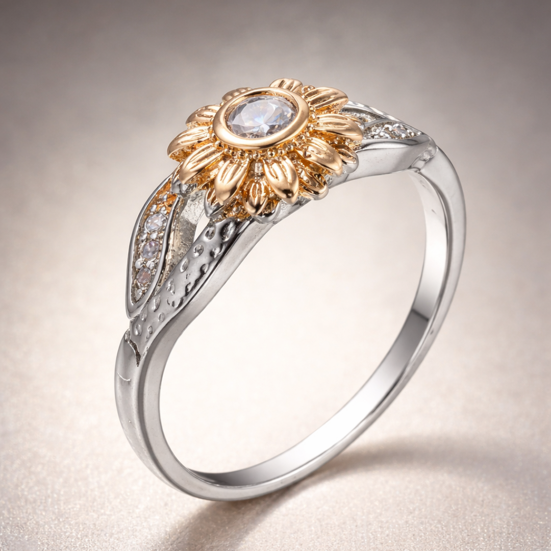 Exotic Ring with Orange Blossom in Silver