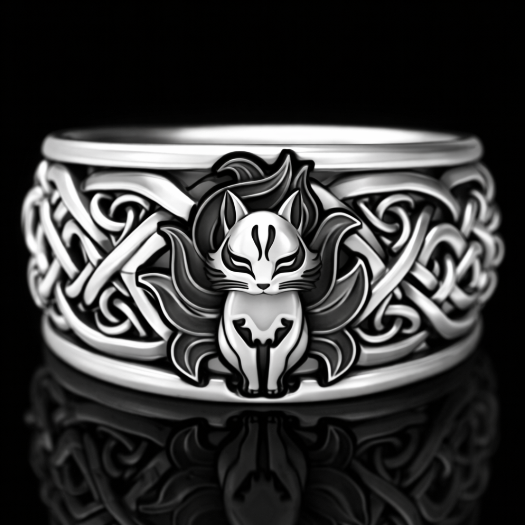 Vintage Boho Cat Detailed Silver Ring