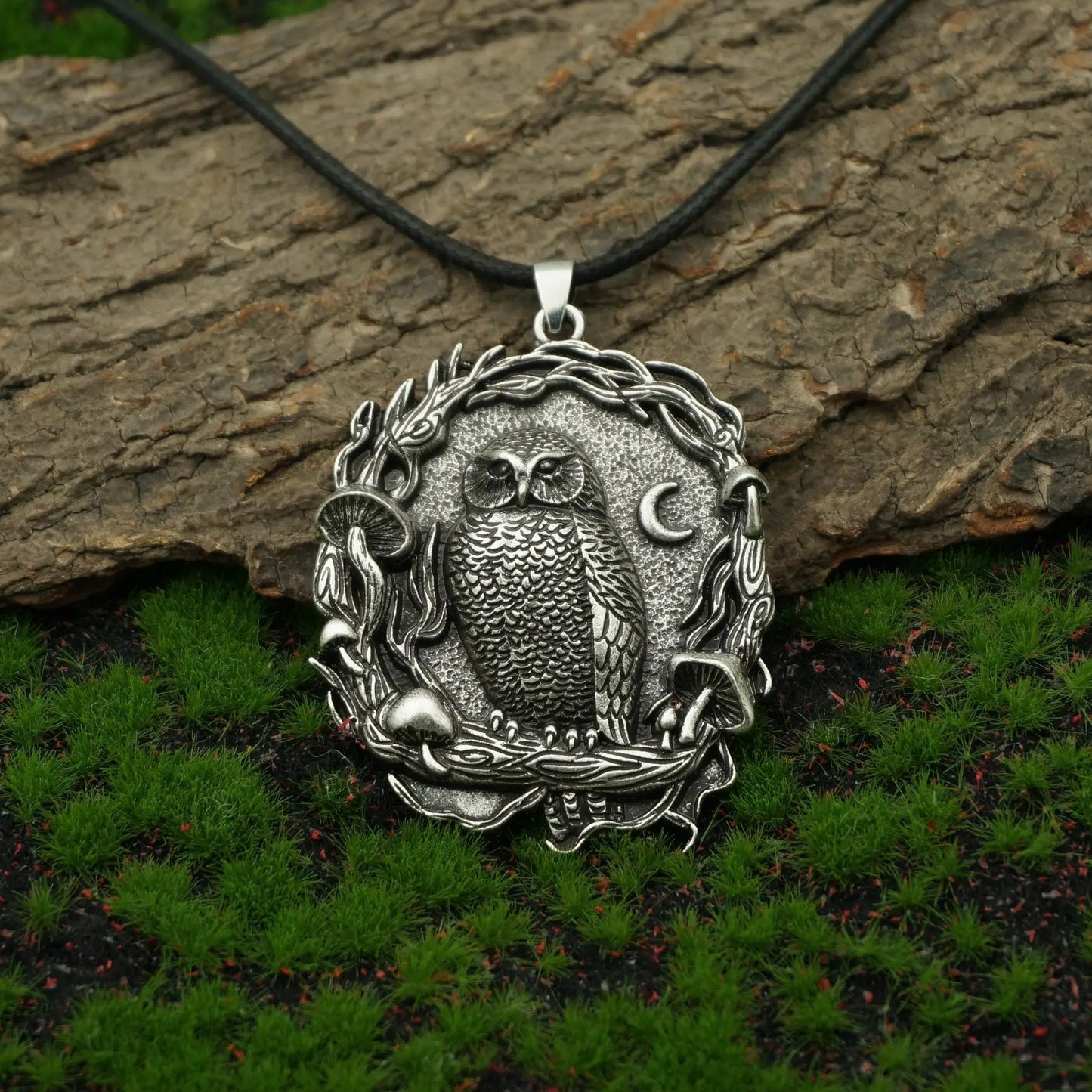 Mystical Owl Moon Mushroom Pendant Necklace - emmy-rae-jewels.com