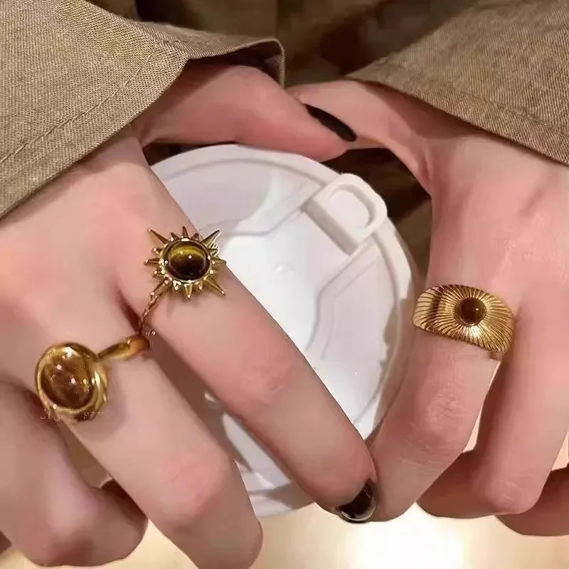 Golden Solar Trio Ring Set - emmy-rae-jewels.com