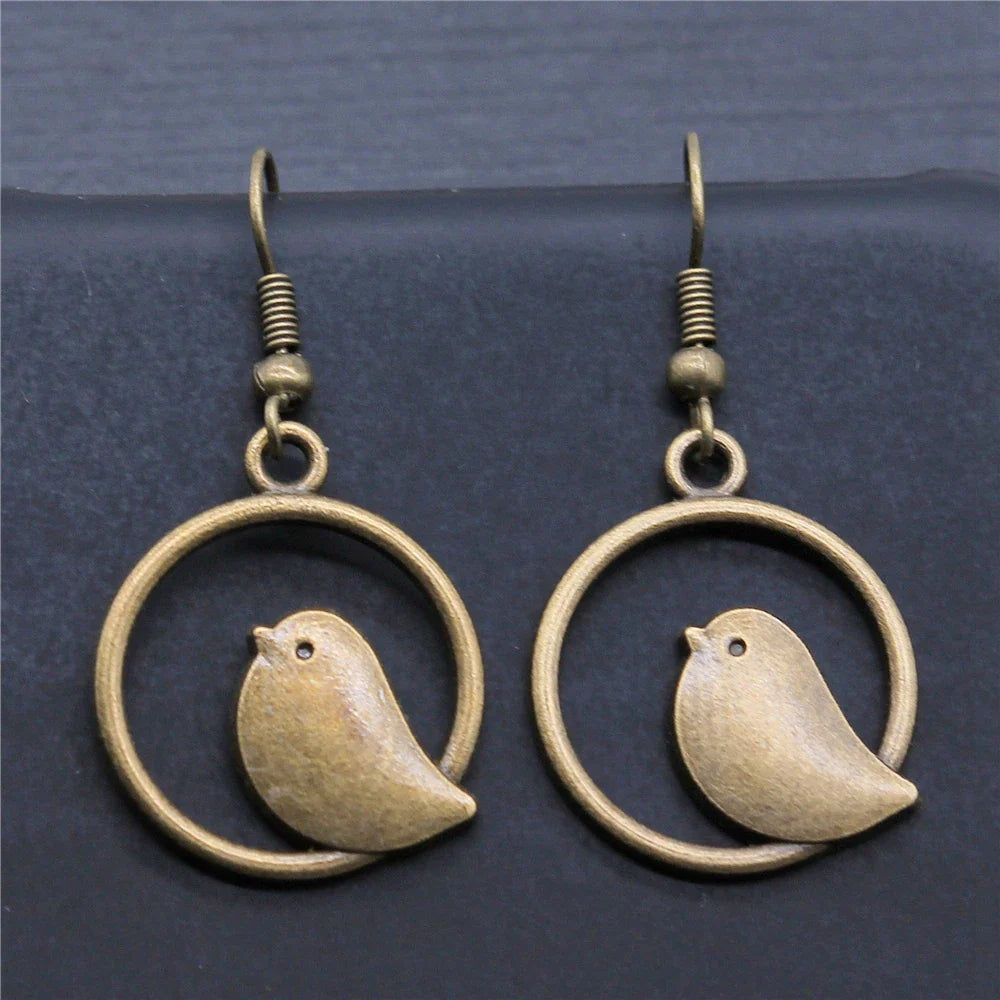Vintage Bird Charm Drop Earrings – Handmade Boho Jewelry - emmy-rae-jewels.com