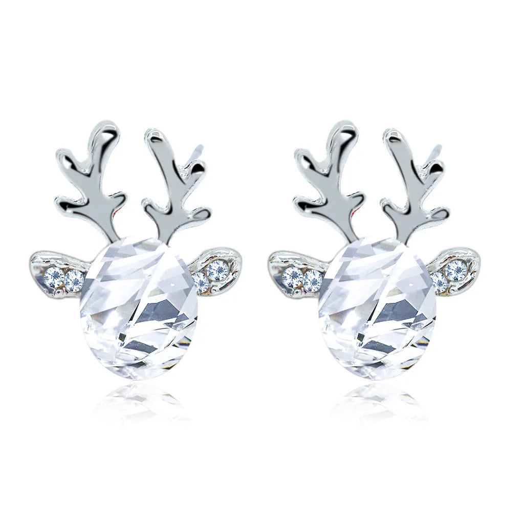 Festive Reindeer Crystal Stud Earrings - emmy-rae-jewels.com