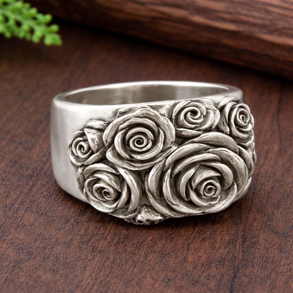 Vintage Silver Floral Ring
