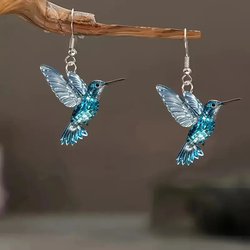 Blue Crystal Hummingbird Earrings - emmy-rae-jewels.com