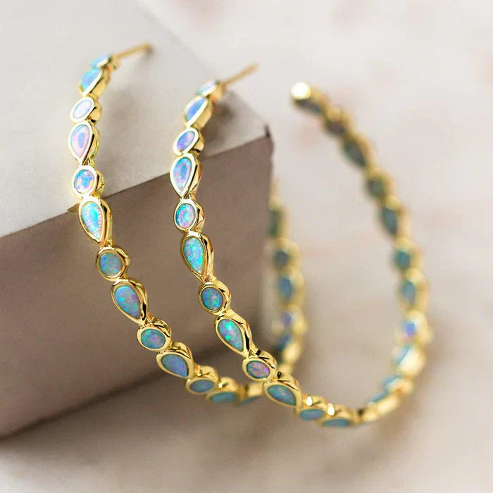 Antique Golden Circle Opal Earrings - emmy-rae-jewels.com