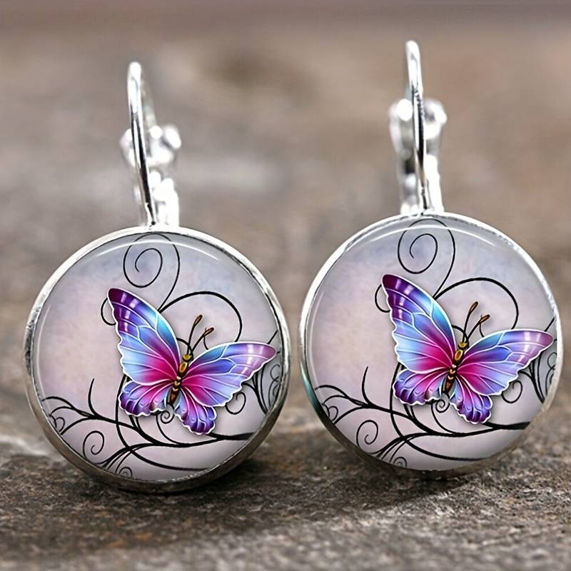 Vintage Rounded Crystal Butterfly Earrings - emmy-rae-jewels.com