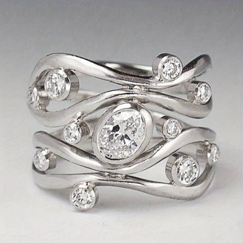 Vintage Silver & Zirconia Irregular Ring - emmy-rae-jewels.com