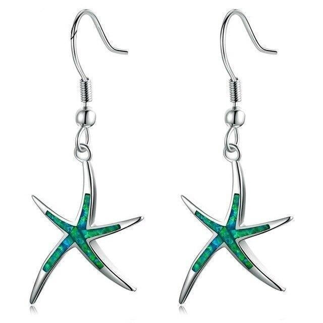 Starfish Earrings in Opal and Silver - emmy-rae-jewels.com