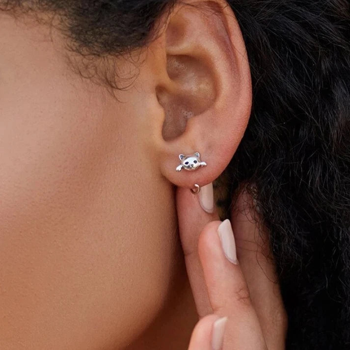 Silver Cat Earrings