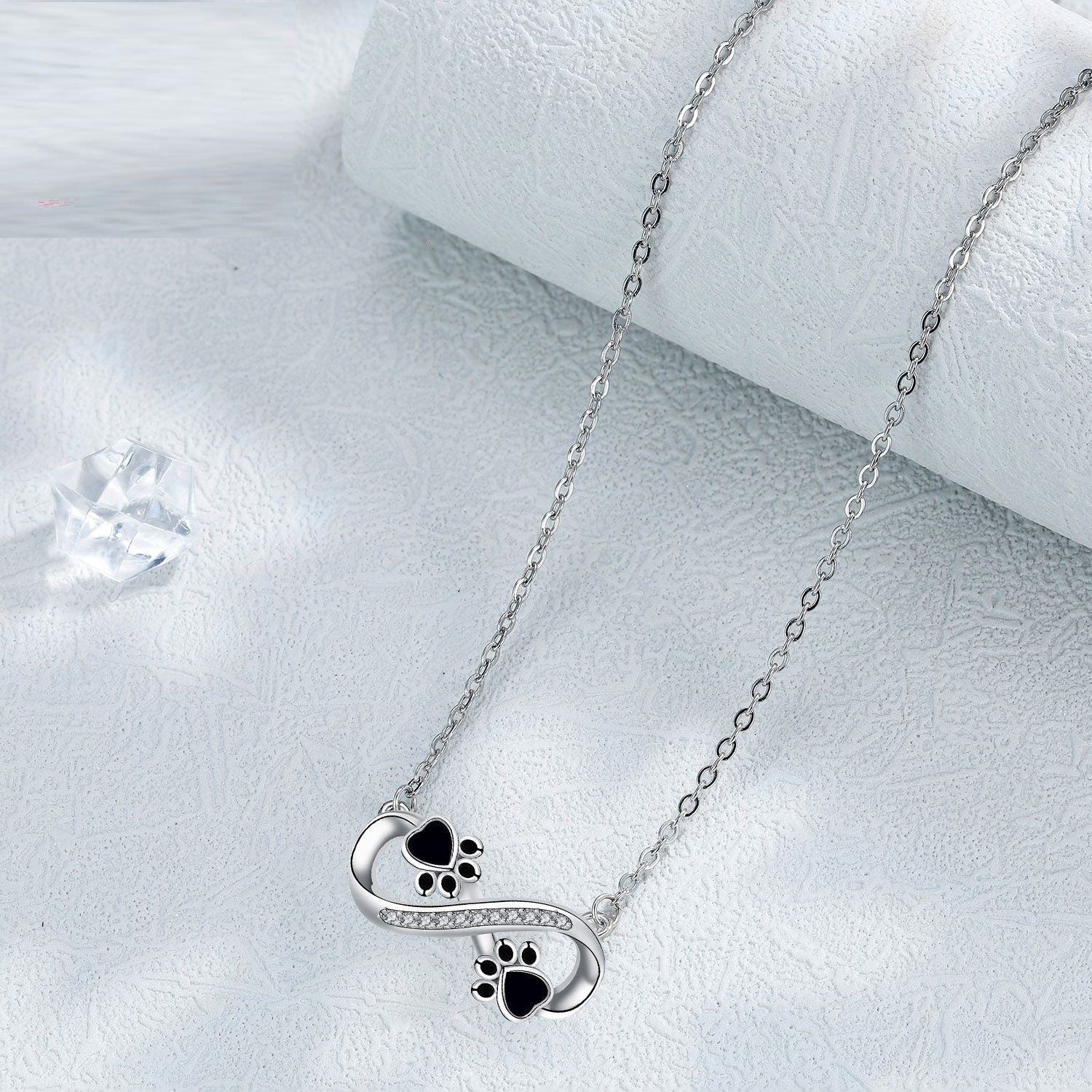 Infinity Paw Print Necklace with Zirconia - emmy-rae-jewels.com