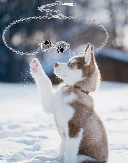Infinite Symbol Pendant Pet Paw Bracelet with Zirconia - emmy-rae-jewels.com