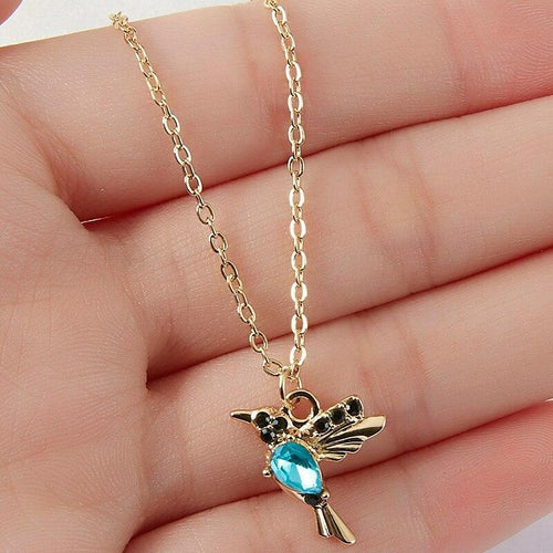 Enamel and Zirconia Hummingbird Necklace - emmy-rae-jewels.com