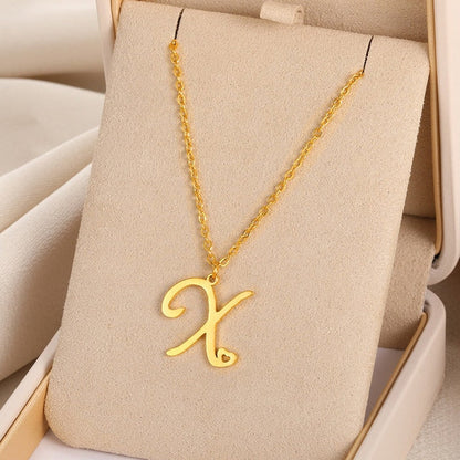 Cursive Initial Letter Pendant Necklaces - emmy-rae-jewels.com