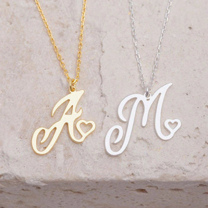 Cursive Initial Letter Pendant Necklaces - emmy-rae-jewels.com