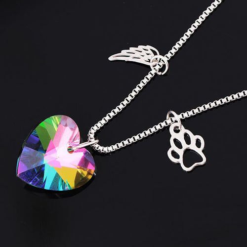 Rainbow Memorial Necklace with Heart Pendant - emmy-rae-jewels.com