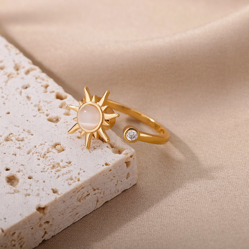Celestial Sunbeam Moonstone Gold Ring