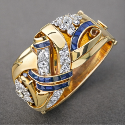 Royal Blue & Gold Emblem Ring