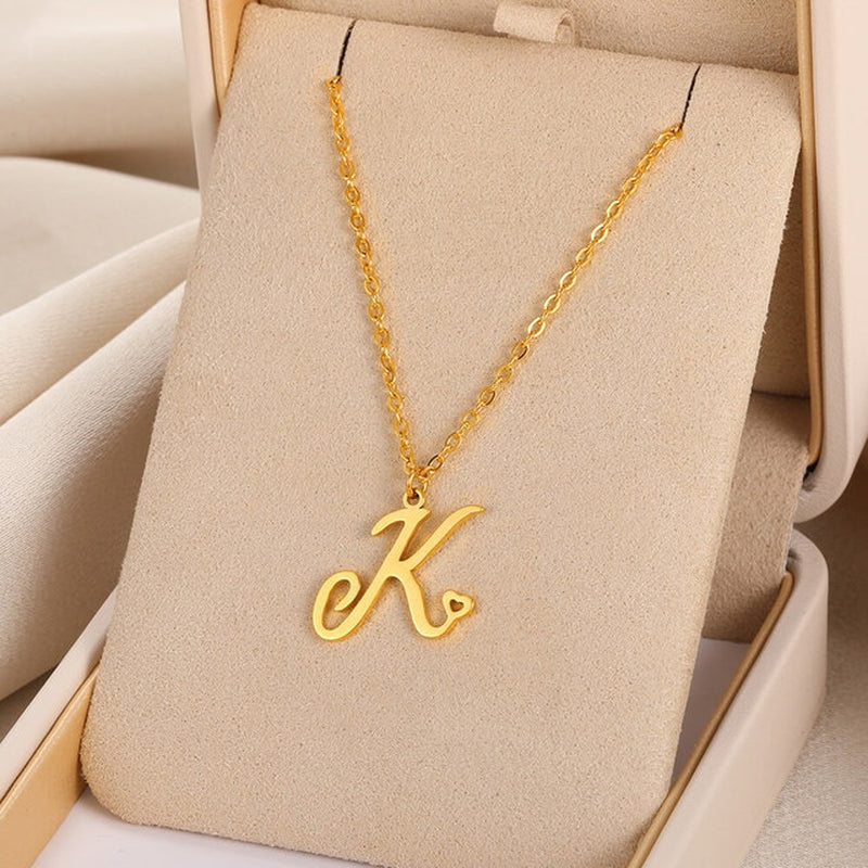 Cursive Initial Letter Pendant Necklaces - emmy-rae-jewels.com