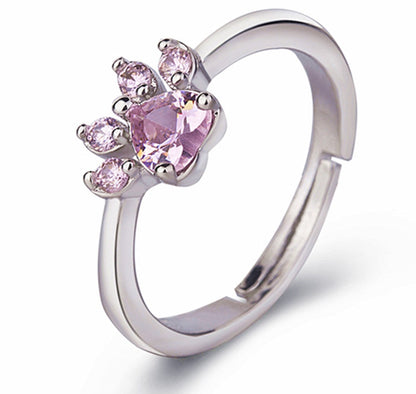 Rose Gold Paw Jewelry Set – 4 Pieces with Zirconia Heart (Ring, Necklace, Earrings, Bracelet) - emmy-rae-jewels.com