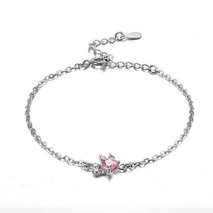 Rose Gold Paw Jewelry Set – 4 Pieces with Zirconia Heart (Ring, Necklace, Earrings, Bracelet) - emmy-rae-jewels.com