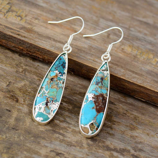 Chic Turquoise Jasper Teardrop Earrings - emmy-rae-jewels.com