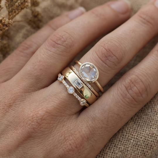 Vintage Gold & Zirconia Ring Set