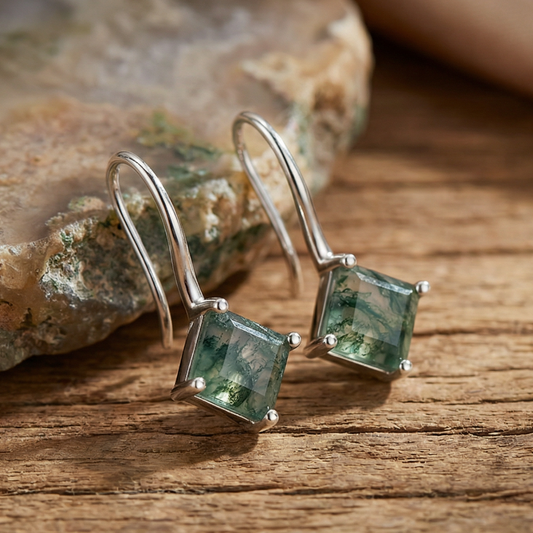 Moss Agate Cubic Earrings