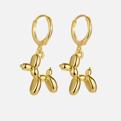 Gold Huggie Earrings with Mini Balloon Dog Charm - emmy-rae-jewels.com