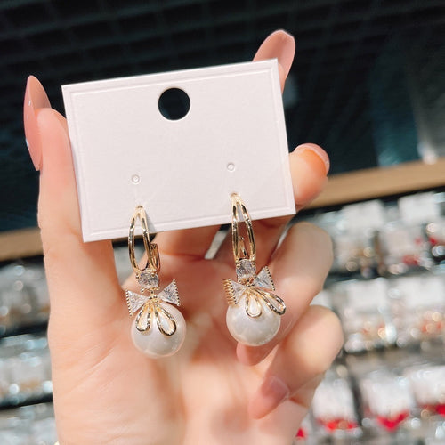 Double Bow Pearl Earrings - emmy-rae-jewels.com