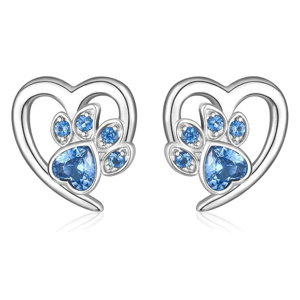 Paw and Heart Earrings with Zirconia - emmy-rae-jewels.com
