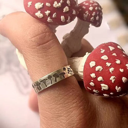 Sterling Silver Nature Forest Mushroom Ring