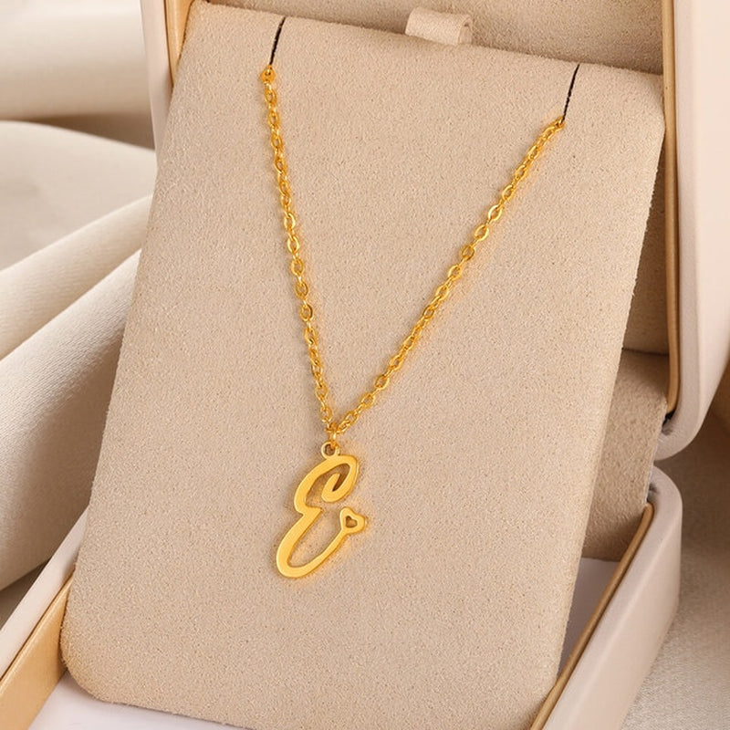 Cursive Initial Letter Pendant Necklaces - emmy-rae-jewels.com