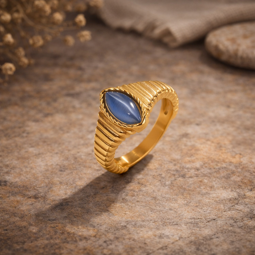 Gold Opal Stone Funky Ring