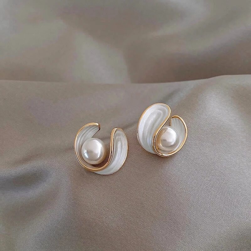 Luxury White Opal Earrings with Pearls in Gold - emmy-rae-jewels.com
