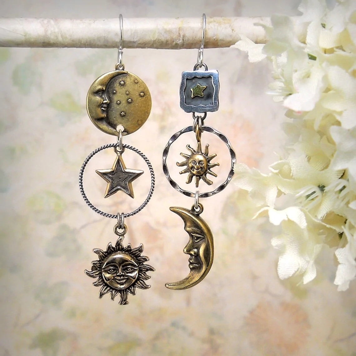 Sun-Moon Pendant Earrings - emmy-rae-jewels.com
